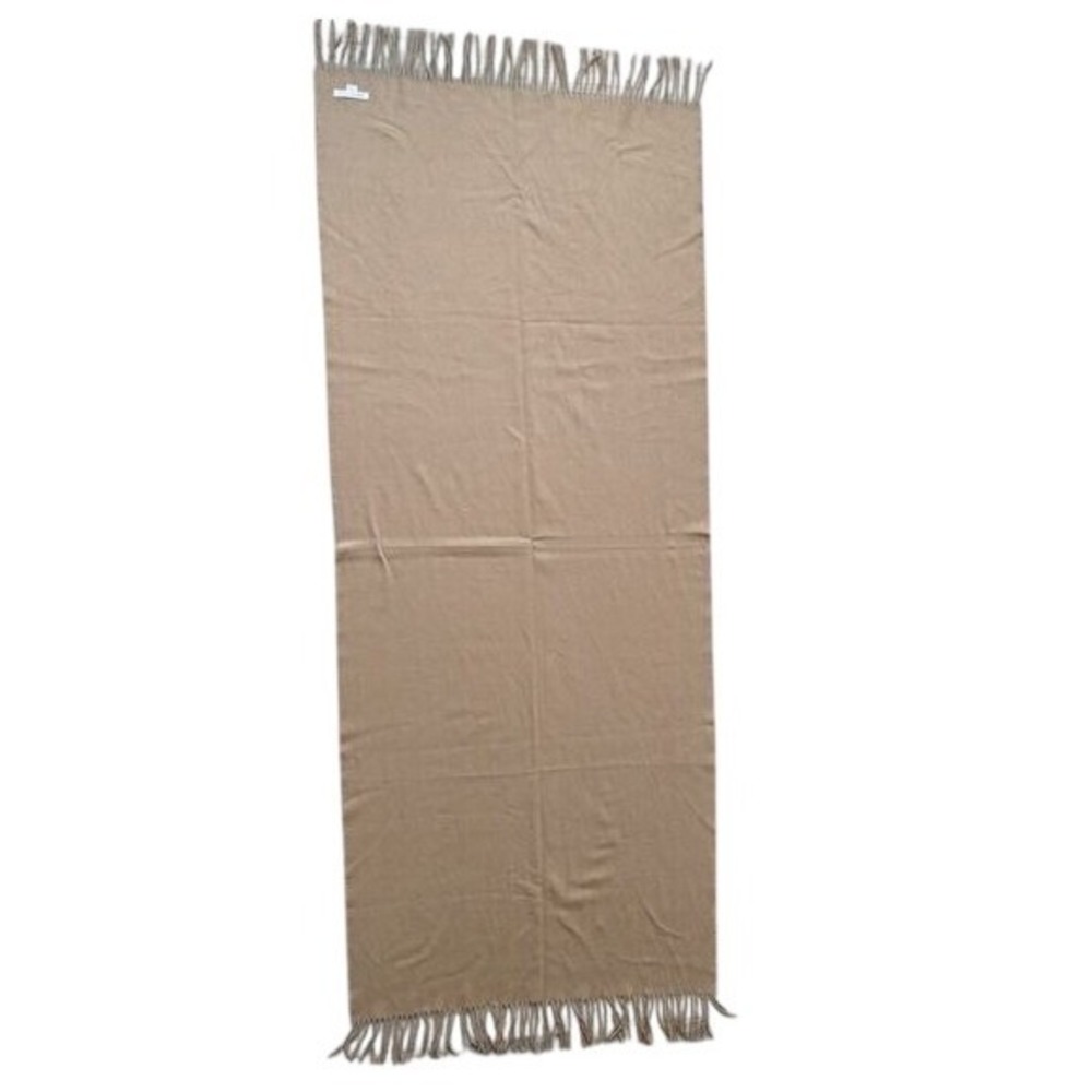 Johnstons Cashmere wrap shawl Tan Floral Made in Scotland Fringe LN/NWOT - Picture 3 of 10